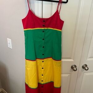 La Ligne Red and Yellow Sleeveless Maxi Sundress